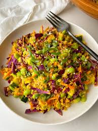 Quinoa Edamame Salad with Carrot Ginger Dressing