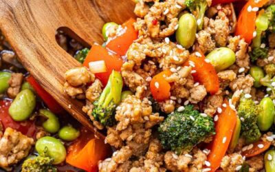 Ground Turkey Stir fry with Edamame & Broccoli